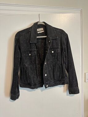 Madewell Black Denim Jacket with Silver Studs
